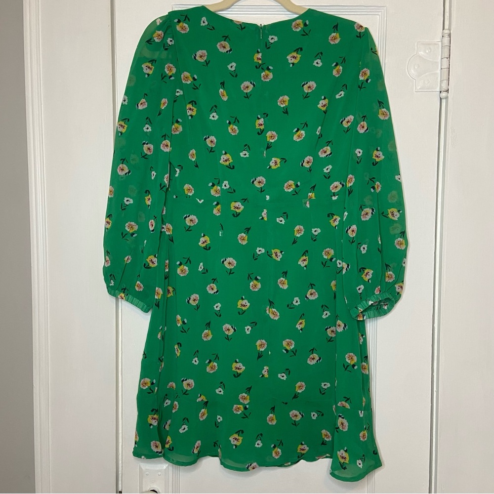 Lulu’s Field of Vision Green Floral Print Long Sleeve Mini Dress Feminine Medium - Picture 8 of 16